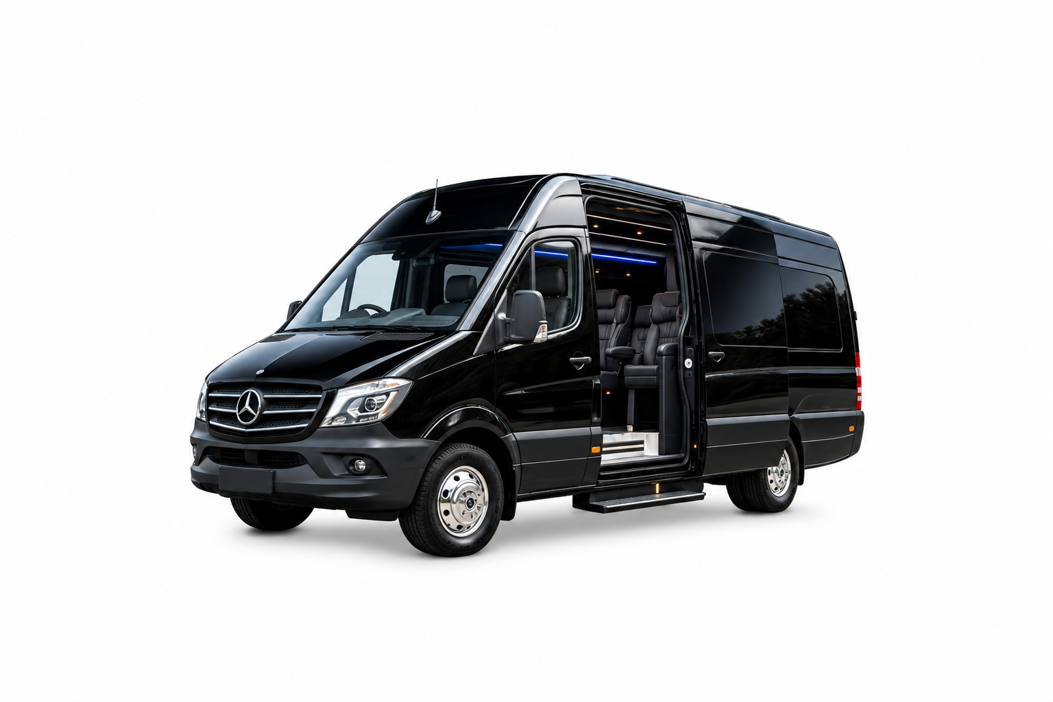 Luxury Mercedes Sprinter executive minibus operated by All Stars Chauffeur for corporate travel, airport transfers, private tours, weddings, and VIP group transportation throughout London and the United Kingdom.