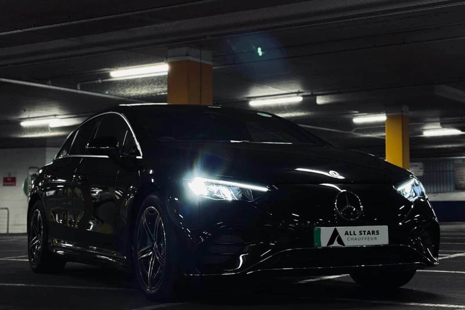Mercedes EQE lightson AllStarsChauffeur