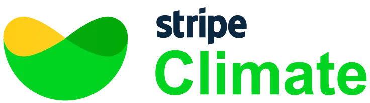 Stripe Climate support badge displayed on the All Stars Chauffeur London & UK chauffeur service website, highlighting our commitment to carbon removal and sustainability.