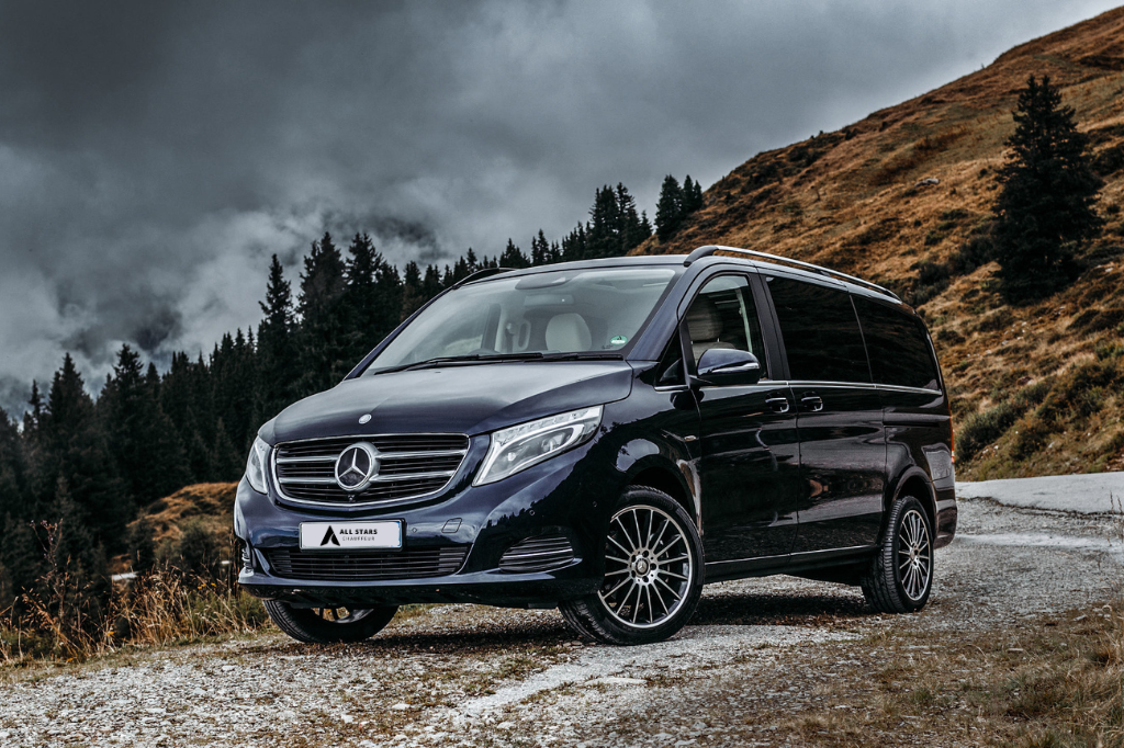 Luxury Mercedes-Benz V-Class chauffeur vehicle by All Stars Chauffeur providing executive airport transfers, corporate travel, and VIP group transportation throughout London and the United Kingdom.